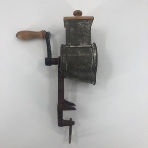 Vintage HARRAS 59 Cast Iron Grinder Table Mounted Wood Block Handle Germany